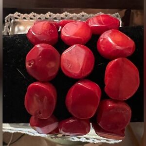 👗 3 Vibrant Red Stone Bracelets